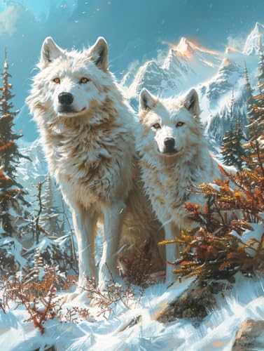 5D Diamond Painting Wolf, Berg Diamond Painting Erwachsene, DIY Vollbohrer Diamanten Malerei Stickerei Kreuzstich Set, Mosaikherstellung Kunst für Deko Wohnzimmer, Geschenke für Frauen 40X50cm Q-4946 5D Diamond Painting Wolf, Berg Diamond Painting Erwachsene, DIY Vollbohrer Diamanten Malerei Stickerei Kreuzstich Set, Mosaikherstellung Kunst für Deko Wohnzimmer, Geschenke für Frauen 40X50cm Q-4946 von KUEAJIOU