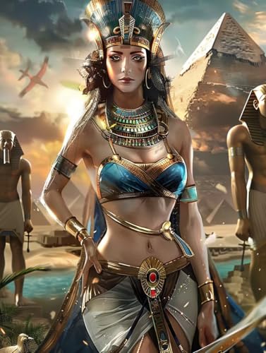 5D Diamond Painting äGypten, Frau Diamond Painting Erwachsene, DIY Vollbohrer Diamanten Malerei Stickerei Kreuzstich Set, Mosaikherstellung Kunst für Deko Wohnzimmer, Geschenke 50x65cm 7-7692 von KUEAJIOU