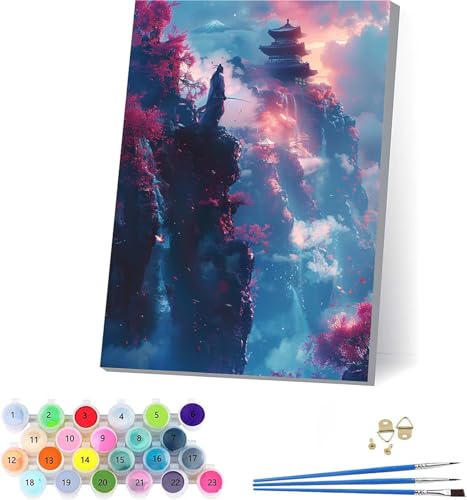 Architektur Malen Nach Zahlen Erwachsene Mit Rahmen, Malen Nach Zahlen Landschaft, DIY Set Erwachsene Mit 3 Pinseln und Acrylfarbe, Deko Wohnzimmer und Wanddeko, Geschenke für Frauen 50x65cm 2-8655 von KUEAJIOU