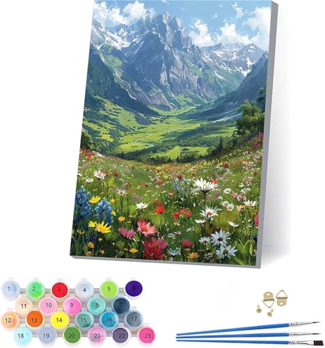 Berg Malen Nach Zahlen Erwachsene Mit Rahmen, Malen Nach Zahlen Blume, DIY Set Erwachsene Mit 3 Pinseln und Acrylfarbe Knitterfreie Leinwand, Paint by Numbers für Deko Wohnzimmer 100x135cm N-4205 Berg Malen Nach Zahlen Erwachsene Mit Rahmen, Malen Nach Zahlen Blume, DIY Set Erwachsene Mit 3 Pinseln und Acrylfarbe Knitterfreie Leinwand, Paint by Numbers für Deko Wohnzimmer 100x135cm N-4205 von KUEAJIOU