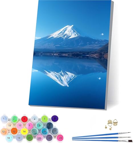 Berg Malen Nach Zahlen Erwachsene Mit Rahmen, Malen Nach Zahlen Landschaft, DIY Set Erwachsene Mit 3 Pinseln und Acrylfarbe, Paint by Numbers für Deko Wohnzimmer, Geschenke für Frauen 100x135cm L-7015 von KUEAJIOU