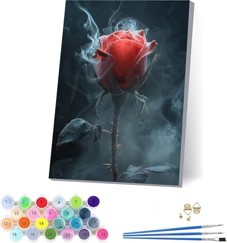 Blume Malen Nach Zahlen Erwachsene Mit Rahmen, Malen Nach Zahlen Pflanzen, DIY Set Erwachsene Mit 3 Pinseln und Acrylfarbe, Paint by Numbers für Deko Wohnzimmer, Geschenke für Frauen 100x130cm 9-7738 von KUEAJIOU