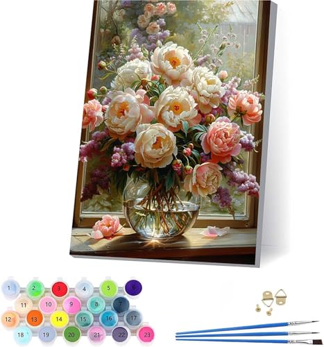 Blume Malen Nach Zahlen Erwachsene Mit Rahmen, Malen Nach Zahlen Pflanzen, DIY Set Erwachsene Mit 3 Pinseln und Acrylfarbe Knitterfreie Leinwand, Paint by Numbers für Deko Wohnzimmer 70x95cm 4-8367 Blume Malen Nach Zahlen Erwachsene Mit Rahmen, Malen Nach Zahlen Pflanzen, DIY Set Erwachsene Mit 3 Pinseln und Acrylfarbe Knitterfreie Leinwand, Paint by Numbers für Deko Wohnzimmer 70x95cm 4-8367 von KUEAJIOU