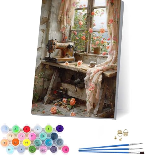 Blume Malen Nach Zahlen Erwachsene Mit Rahmen, Malen Nach Zahlen Zimmer, DIY Set Erwachsene Mit 3 Pinseln und Acrylfarbe Knitterfreie Leinwand, Paint by Numbers für Deko Wohnzimmer 100x135cm 9-5771 von KUEAJIOU