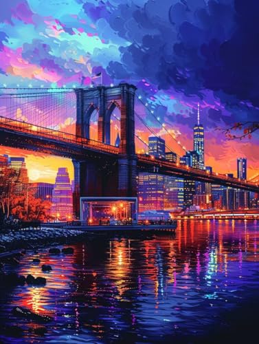 Diamond Painting Brooklyn Bridge, 5D Diamond Painting Erwachsene Landschaft, DIY Vollbohrer Diamanten Malerei Stickerei Kreuzstich, DIY Bastelset Erwachsene, Deko Wohnzimmer Geschenke 100x130cm B-2728 Diamond Painting Brooklyn Bridge, 5D Diamond Painting Erwachsene Landschaft, DIY Vollbohrer Diamanten Malerei Stickerei Kreuzstich, DIY Bastelset Erwachsene, Deko Wohnzimmer Geschenke 100x130cm B-2728 von KUEAJIOU