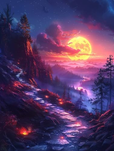 Diamond Painting Erwachsene Blume, 5D Diamant Painting Bilder Landschaft, DIY Bastelset Erwachsene, Vollbohrer Diamanten Malerei Stickerei Kreuzstich Kits, Deko Wohnzimmer Geschenke 60X70cm I-2828 von KUEAJIOU