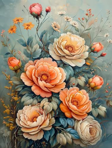Diamond Painting Erwachsene Blume, 5D Diamant Painting Bilder Pflanzen, DIY Bastelset Erwachsene, Vollbohrer Diamanten Malerei Stickerei Kreuzstich Kits, Deko Wohnzimmer Geschenke 30x40cm 6-2743 von KUEAJIOU