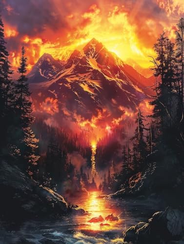Diamond Painting Erwachsene Landschaft, 5D Diamant Painting Bilder Berg, DIY Bastelset Erwachsene, Vollbohrer Diamanten Malerei Stickerei Kreuzstich Kits, Deko Wohnzimmer Geschenke 30x40cm E-3090 von KUEAJIOU