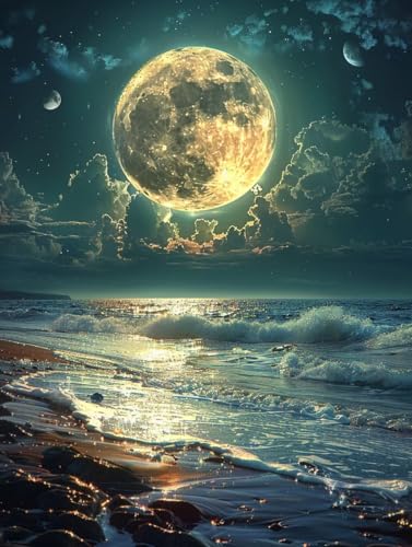Diamond Painting Erwachsene Mond, 5D Diamant Painting Bilder Strand, DIY Bastelset Erwachsene, Vollbohrer Diamanten Malerei Stickerei Kreuzstich Kits, Deko Wohnzimmer Geschenke 90x120cm 1-5180 Diamond Painting Erwachsene Mond, 5D Diamant Painting Bilder Strand, DIY Bastelset Erwachsene, Vollbohrer Diamanten Malerei Stickerei Kreuzstich Kits, Deko Wohnzimmer Geschenke 90x120cm 1-5180 von KUEAJIOU