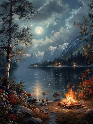 Diamond Painting Erwachsene Ozean, 5D Diamant Painting Bilder Landschaft, DIY Bastelset Erwachsene, Vollbohrer Diamanten Malerei Stickerei Kreuzstich Kits, Deko Wohnzimmer Geschenke 80X110cm G-2557 von KUEAJIOU