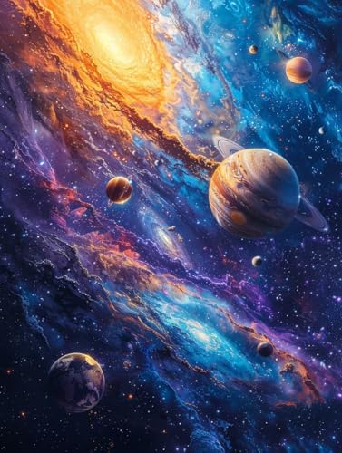 Diamond Painting Erwachsene Planet, 5D Diamant Painting Bilder Sternenhimmel, DIY Bastelset Erwachsene, Vollbohrer Diamanten Malerei Stickerei Kreuzstich Kits, Deko Wohnzimmer Wanddeko 40X50cm S-3383 von KUEAJIOU