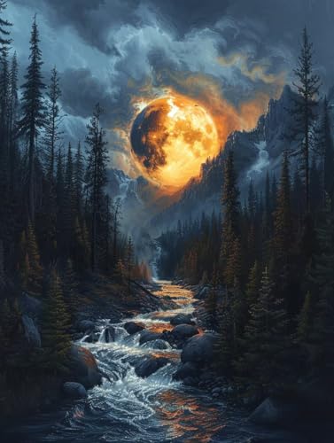 Diamond Painting Erwachsene Rivers, 5D Diamant Painting Bilder Landschaft, DIY Bastelset Erwachsene, Vollbohrer Diamanten Malerei Stickerei Kreuzstich Kits, Deko Wohnzimmer Wanddeko 100x135cm K-7755 von KUEAJIOU