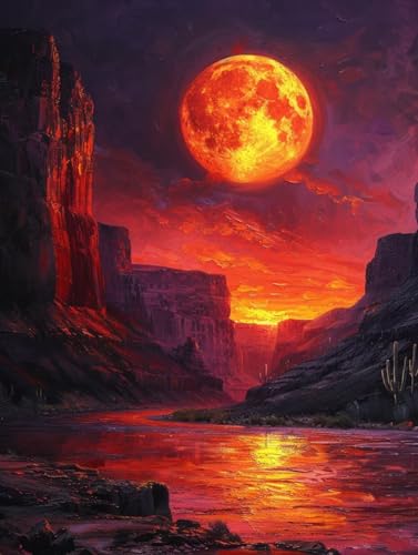Diamond Painting Erwachsene Sonnenuntergang, 5D Diamant Painting Bilder Landschaft, DIY Bastelset Erwachsene, Vollbohrer Diamanten Malerei Stickerei Kreuzstich Kits, Deko Wohnzimmer 60X80cm R-4437 von KUEAJIOU