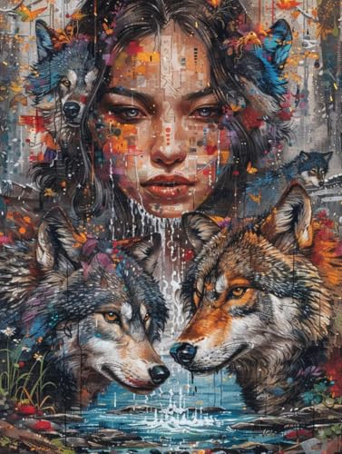 Diamond Painting Erwachsene Tier, 5D Diamant Painting Bilder Wolf, DIY Bastelset Erwachsene, Vollbohrer Diamanten Malerei Stickerei Kreuzstich Kits, Mosaikherstellung, Deko Wohnzimmer 30x40cm 8-2395 Diamond Painting Erwachsene Tier, 5D Diamant Painting Bilder Wolf, DIY Bastelset Erwachsene, Vollbohrer Diamanten Malerei Stickerei Kreuzstich Kits, Mosaikherstellung, Deko Wohnzimmer 30x40cm 8-2395 von KUEAJIOU