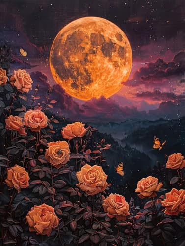 Diamond Painting Erwachsene Wolke, 5D Diamant Painting Bilder Mond, DIY Bastelset Erwachsene, Vollbohrer Diamanten Malerei Stickerei Kreuzstich Kits, Mosaikherstellung, Deko Wohnzimmer 30x40cm 3-8820 von KUEAJIOU