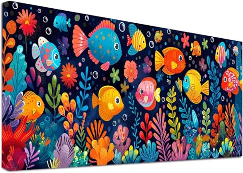 Diamond Painting Groß Fisch, 5D Diamond Painting Erwachsene Pflanzen, DIY Basteln Erwachsene, Diamant Malerei Kunst Stickerei Kreuzstich Set, Deko Wohnzimmer und Zimmer Deko Geschenke 60x120cm T-7715 von KUEAJIOU