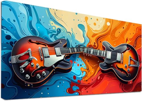 Diamond Painting Groß Gitarre, 5D Diamond Painting Erwachsene Musikinstrumente, DIY Basteln Erwachsene, Diamant Malerei Kunst Stickerei Kreuzstich Set, Deko Wohnzimmer und Zimmer Deko 100x200cm 1-3667 von KUEAJIOU