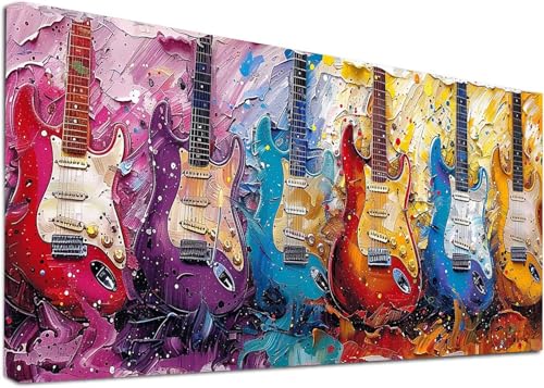 Diamond Painting Groß Gitarre, 5D Diamond Painting Erwachsene Musikinstrumente, DIY Basteln Erwachsene, Diamant Malerei Kunst Stickerei Kreuzstich Set, Deko Wohnzimmer und Zimmer Deko 60x120cm 7-5490 von KUEAJIOU