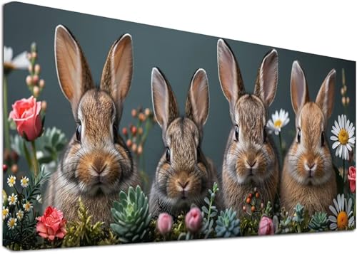 Diamond Painting Groß Kaninchen, 5D Diamond Painting Erwachsene Blume, DIY Basteln Erwachsene, Diamant Malerei Kunst Stickerei Kreuzstich Set, Deko Wohnzimmer und Zimmer Deko Geschenke 30x60cm D-5043 von KUEAJIOU