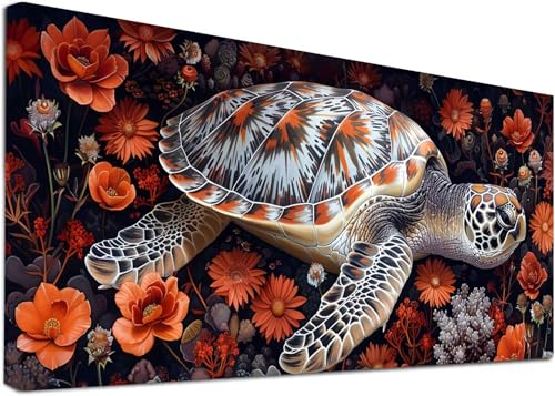 Diamond Painting Groß MeeresschildkröTen, 5D Diamond Painting Erwachsene Blume, DIY Basteln Erwachsene, Diamant Malerei Kunst Stickerei Kreuzstich Set, Deko Wohnzimmer und Zimmer Deko 30x60cm A-2940 von KUEAJIOU