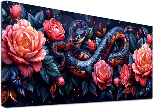 Diamond Painting Groß Schlange, 5D Diamond Painting Erwachsene Blume, DIY Basteln Erwachsene, Diamant Malerei Kunst Stickerei Kreuzstich Set, Deko Wohnzimmer und Zimmer Deko Geschenke 40x80cm 7-4690 von KUEAJIOU