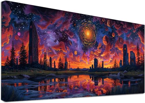 Diamond Painting Groß Sonnenuntergang, 5D Diamond Painting Erwachsene Landschaft, DIY Basteln Erwachsene, Diamant Malerei Kunst Stickerei Kreuzstich Set, Deko Wohnzimmer und Zimmer Deko 30x60cm 1-2250 von KUEAJIOU
