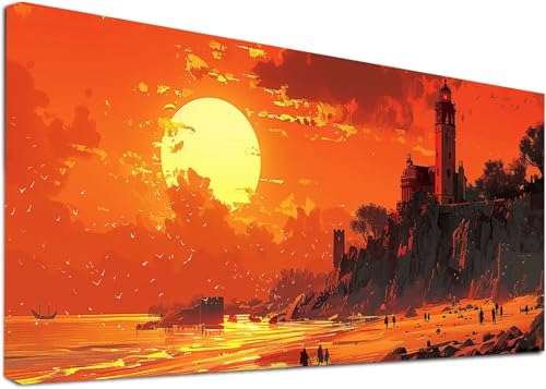 Diamond Painting Groß Sonnenuntergang, 5D Diamond Painting Erwachsene Landschaft, DIY Basteln Erwachsene, Diamant Malerei Kunst Stickerei Kreuzstich Set, Deko Wohnzimmer und Zimmer Deko 30x60cm A-9287 von KUEAJIOU
