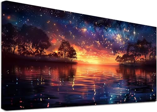 Diamond Painting Groß Sonnenuntergang, 5D Diamond Painting Erwachsene Sternenhimmel, DIY Basteln Erwachsene, Diamant Malerei Kunst Stickerei Kreuzstich Set, Deko Wohnzimmer Geschenke 100x300cm 4-8559 von KUEAJIOU