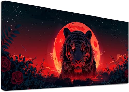 Diamond Painting Groß Tiger, 5D Diamond Painting Erwachsene Blume, DIY Basteln Erwachsene, Diamant Malerei Kunst Stickerei Kreuzstich Set, Deko Wohnzimmer und Zimmer Deko Geschenke 40x80cm 2-5085 von KUEAJIOU