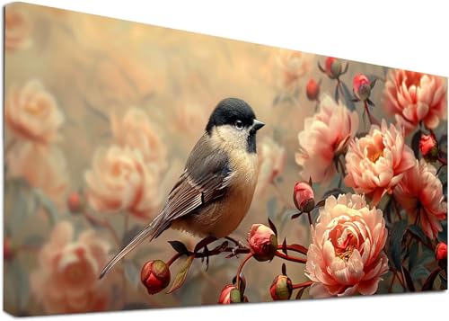 Diamond Painting Groß Vogel, 5D Diamond Painting Erwachsene Blume, DIY Basteln Erwachsene, Diamant Malerei Kunst Stickerei Kreuzstich Set, Deko Wohnzimmer und Zimmer Deko Geschenke 40x80cm H-4933 von KUEAJIOU
