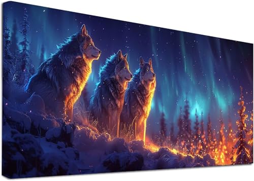 Diamond Painting Groß Wolf, 5D Diamond Painting Erwachsene Aurora, DIY Basteln Erwachsene, Diamant Malerei Kunst Stickerei Kreuzstich Set, Deko Wohnzimmer und Zimmer Deko Geschenke 30x60cm 0-7238 von KUEAJIOU