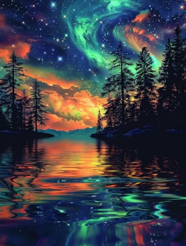 Diamond Painting Landschaft, 5D Diamond Painting Erwachsene Landschaft, DIY Vollbohrer Diamanten Malerei Stickerei Kreuzstich, DIY Bastelset Erwachsene, Deko Wohnzimmer Geschenke 60X80cm 5-8128 von KUEAJIOU
