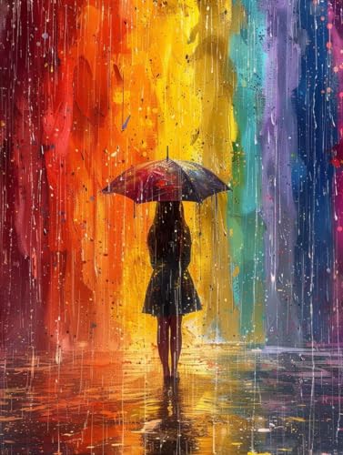 Diamond Painting Landschaft, 5D Diamond Painting Erwachsene Regenschirm, DIY Vollbohrer Diamanten Malerei Stickerei Kreuzstich, DIY Bastelset Erwachsene, Deko Wohnzimmer Geschenke 60X80cm 0-2637 von KUEAJIOU