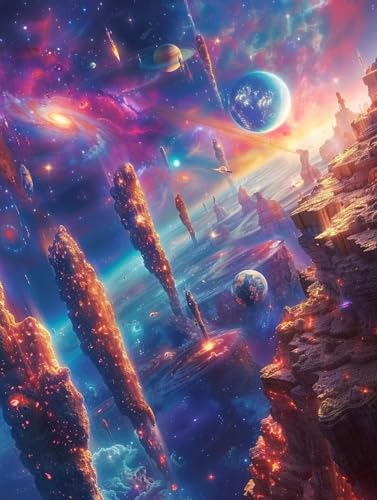 Diamond Painting Planet, 5D Diamond Painting Erwachsene Landschaft, DIY Vollbohrer Diamanten Malerei Stickerei Kreuzstich, DIY Bastelset Erwachsene, Deko Wohnzimmer Wanddeko Geschenke 90x120cm 4-7026 von KUEAJIOU