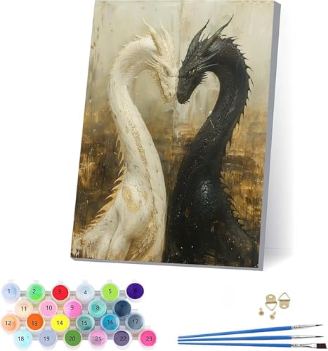 Drachen Malen Nach Zahlen Erwachsene Mit Rahmen, Malen Nach Zahlen Niedlich, DIY Set Erwachsene Mit 3 Pinseln und Acrylfarbe Knitterfreie Leinwand, Deko Wohnzimmer und Wanddeko 100x130cm 5-9208 Drachen Malen Nach Zahlen Erwachsene Mit Rahmen, Malen Nach Zahlen Niedlich, DIY Set Erwachsene Mit 3 Pinseln und Acrylfarbe Knitterfreie Leinwand, Deko Wohnzimmer und Wanddeko 100x130cm 5-9208 von KUEAJIOU