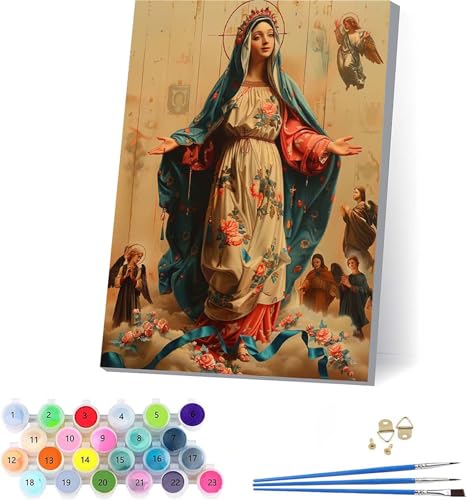 Engel Malen Nach Zahlen Erwachsene Mit Rahmen, Malen Nach Zahlen Blume, DIY Set Erwachsene Mit 3 Pinseln und Acrylfarbe, Paint by Numbers für Deko Wohnzimmer, Geschenke für Frauen 100x130cm 1-9681 von KUEAJIOU