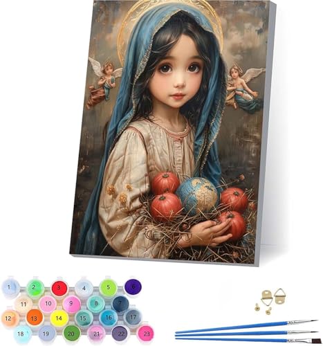 Engel Malen Nach Zahlen Erwachsene Mit Rahmen, Malen Nach Zahlen FlüGel, DIY Set Erwachsene Mit 3 Pinseln und Acrylfarbe Knitterfreie Leinwand, Paint by Numbers für Deko Wohnzimmer 70x95cm 4-3700 von KUEAJIOU