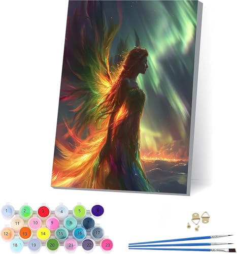 Frau Malen Nach Zahlen Erwachsene Mit Rahmen, Malen Nach Zahlen Aurora, DIY Set Erwachsene Mit 3 Pinseln und Acrylfarbe Knitterfreie Leinwand, Paint by Numbers für Deko Wohnzimmer 100x130cm D-5053 von KUEAJIOU