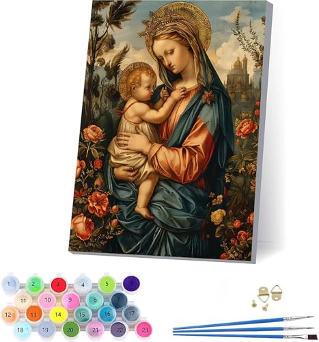 Frau Malen Nach Zahlen Erwachsene Mit Rahmen, Malen Nach Zahlen Blume, DIY Set Erwachsene Mit 3 Pinseln und Acrylfarbe, Paint by Numbers für Deko Wohnzimmer, Geschenke für Frauen 70x95cm 6-5431 von KUEAJIOU