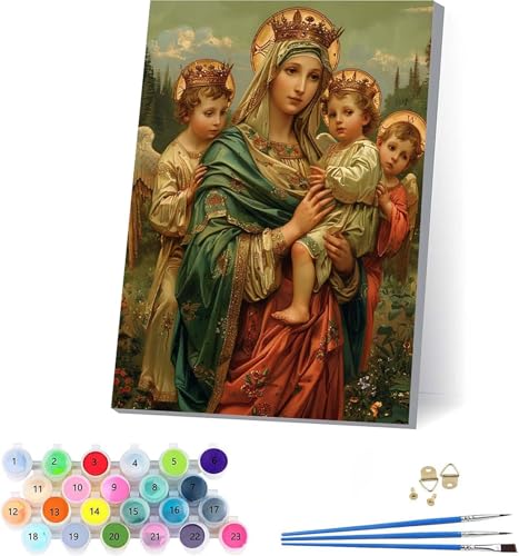 Frau Malen Nach Zahlen Erwachsene Mit Rahmen, Malen Nach Zahlen Engel, DIY Set Erwachsene Mit 3 Pinseln und Acrylfarbe Knitterfreie Leinwand, Paint by Numbers für Deko Wohnzimmer 70x95cm Y-3034 von KUEAJIOU
