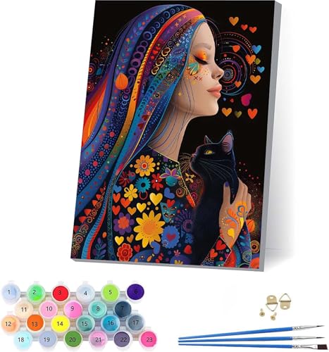 Frau Malen Nach Zahlen Erwachsene Mit Rahmen, Malen Nach Zahlen Katze, DIY Set Erwachsene Mit 3 Pinseln und Acrylfarbe, Paint by Numbers für Deko Wohnzimmer, Geschenke für Frauen 70x95cm 2-9279 Frau Malen Nach Zahlen Erwachsene Mit Rahmen, Malen Nach Zahlen Katze, DIY Set Erwachsene Mit 3 Pinseln und Acrylfarbe, Paint by Numbers für Deko Wohnzimmer, Geschenke für Frauen 70x95cm 2-9279 von KUEAJIOU
