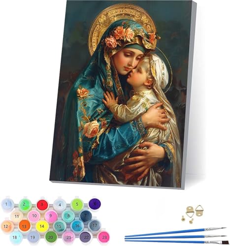 Frau Malen Nach Zahlen Erwachsene Mit Rahmen, Malen Nach Zahlen Niedlich, DIY Set Erwachsene Mit 3 Pinseln und Acrylfarbe Knitterfreie Leinwand, Paint by Numbers für Deko Wohnzimmer 70x95cm U-1635 von KUEAJIOU