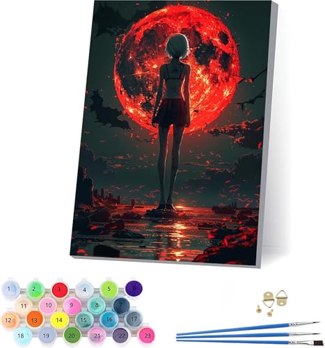 Frau Malen Nach Zahlen Erwachsene Mit Rahmen, Malen Nach Zahlen SchläGer, DIY Set Erwachsene Mit 3 Pinseln und Acrylfarbe, Paint by Numbers für Deko Wohnzimmer, Geschenke für Frauen 70x95cm K-7186 von KUEAJIOU