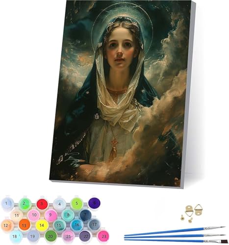 Frau Malen Nach Zahlen Erwachsene Mit Rahmen, Malen Nach Zahlen Wolke, DIY Set Erwachsene Mit 3 Pinseln und Acrylfarbe, Paint by Numbers für Deko Wohnzimmer, Geschenke für Frauen 70x95cm S-6172 von KUEAJIOU