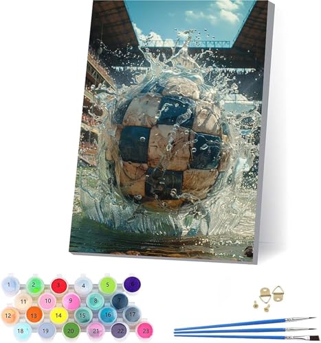 FußBall Malen Nach Zahlen Erwachsene Mit Rahmen, Malen Nach Zahlen Wasser, DIY Set Erwachsene Mit 3 Pinseln und Acrylfarbe, Paint by Numbers für Deko Wohnzimmer, Geschenke für Frauen 100x135cm R-5147 FußBall Malen Nach Zahlen Erwachsene Mit Rahmen, Malen Nach Zahlen Wasser, DIY Set Erwachsene Mit 3 Pinseln und Acrylfarbe, Paint by Numbers für Deko Wohnzimmer, Geschenke für Frauen 100x135cm R-5147 von KUEAJIOU