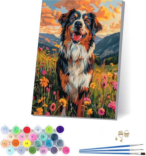 Hund Malen Nach Zahlen Erwachsene Mit Rahmen, Malen Nach Zahlen Blume, DIY Set Erwachsene Mit 3 Pinseln und Acrylfarbe, Paint by Numbers für Deko Wohnzimmer, Geschenke für Frauen 100x130cm I-3521 Hund Malen Nach Zahlen Erwachsene Mit Rahmen, Malen Nach Zahlen Blume, DIY Set Erwachsene Mit 3 Pinseln und Acrylfarbe, Paint by Numbers für Deko Wohnzimmer, Geschenke für Frauen 100x130cm I-3521 von KUEAJIOU