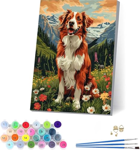 Hund Malen Nach Zahlen Erwachsene Mit Rahmen, Malen Nach Zahlen Blume, DIY Set Erwachsene Mit 3 Pinseln und Acrylfarbe, Paint by Numbers für Deko Wohnzimmer, Geschenke für Frauen 100x135cm X-7220 Hund Malen Nach Zahlen Erwachsene Mit Rahmen, Malen Nach Zahlen Blume, DIY Set Erwachsene Mit 3 Pinseln und Acrylfarbe, Paint by Numbers für Deko Wohnzimmer, Geschenke für Frauen 100x135cm X-7220 von KUEAJIOU