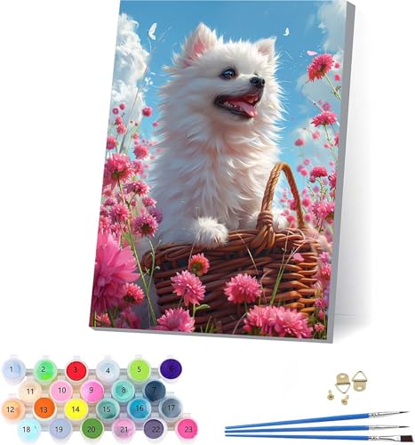 Hund Malen Nach Zahlen Erwachsene Mit Rahmen, Malen Nach Zahlen Blume, DIY Set Erwachsene Mit 3 Pinseln und Acrylfarbe, Paint by Numbers für Deko Wohnzimmer, Geschenke für Frauen 70x95cm 2-2408 Hund Malen Nach Zahlen Erwachsene Mit Rahmen, Malen Nach Zahlen Blume, DIY Set Erwachsene Mit 3 Pinseln und Acrylfarbe, Paint by Numbers für Deko Wohnzimmer, Geschenke für Frauen 70x95cm 2-2408 von KUEAJIOU