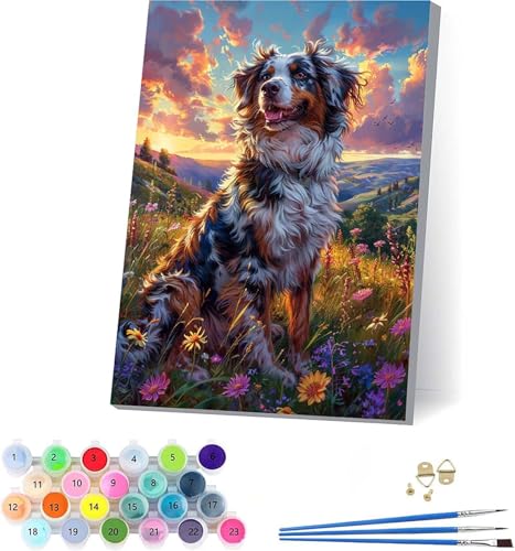 Hund Malen Nach Zahlen Erwachsene Mit Rahmen, Malen Nach Zahlen Blume, DIY Set Erwachsene Mit 3 Pinseln und Acrylfarbe, Paint by Numbers für Deko Wohnzimmer, Geschenke für Frauen 70x95cm 8-9645 Hund Malen Nach Zahlen Erwachsene Mit Rahmen, Malen Nach Zahlen Blume, DIY Set Erwachsene Mit 3 Pinseln und Acrylfarbe, Paint by Numbers für Deko Wohnzimmer, Geschenke für Frauen 70x95cm 8-9645 von KUEAJIOU