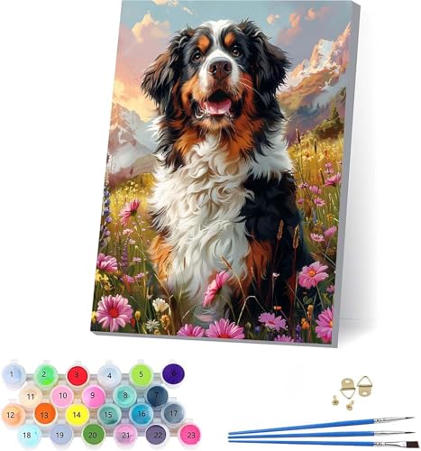 Hund Malen Nach Zahlen Erwachsene Mit Rahmen, Malen Nach Zahlen Blume, DIY Set Erwachsene Mit 3 Pinseln und Acrylfarbe, Paint by Numbers für Deko Wohnzimmer, Geschenke für Frauen 70x95cm B-2936 Hund Malen Nach Zahlen Erwachsene Mit Rahmen, Malen Nach Zahlen Blume, DIY Set Erwachsene Mit 3 Pinseln und Acrylfarbe, Paint by Numbers für Deko Wohnzimmer, Geschenke für Frauen 70x95cm B-2936 von KUEAJIOU